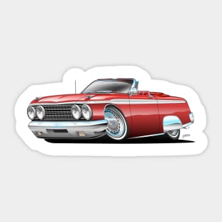 Classic Sixties American Convertible Muscle Car Cartoon Sticker